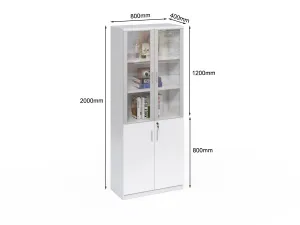 Vysoká kancelárska skriňa Houseland Prime Neo 04 80 cm biela