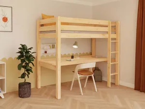 Benlemi Vyvýšená posteľ MAKALU s písacím stolom 90x200 cm Zvoľte farbu: Biela