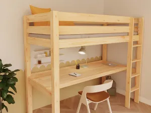 Benlemi Vyvýšená posteľ MAKALU s písacím stolom 90x200 cm Zvoľte farbu: Biela