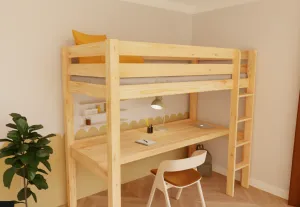 Benlemi Vyvýšená posteľ MAKALU s písacím stolom 90x200 cm Zvoľte farbu: Biela
