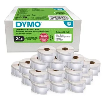 Dymo 2223589, 54mm x 25mm, pre spätnú adresu, biele, originálne papierové štítky, 24 x 500 ks