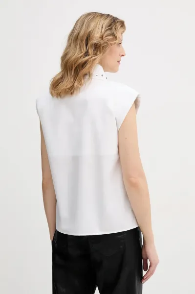 Košeľa Karl Lagerfeld Stud Detail Poplin Shirt White