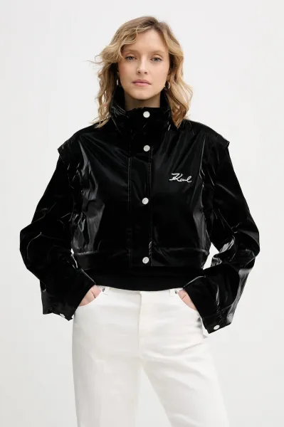 Kabát Karl Lagerfeld Transformable Coat Black
