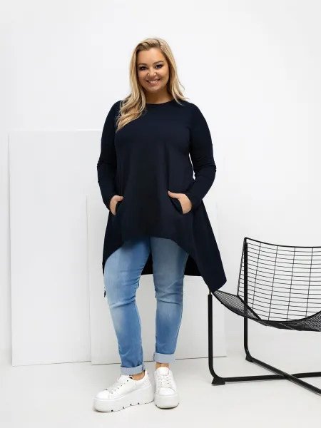 Plus size tunika v námorníckej modrej