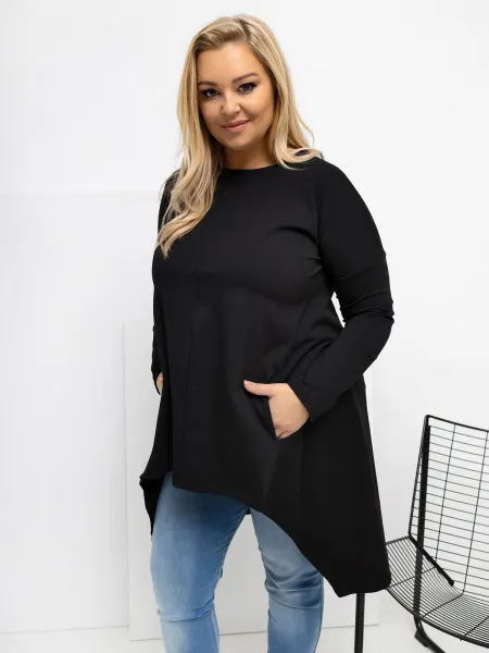 Čierna plus size blúzka s vreckami