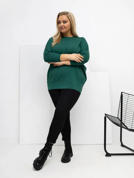 Plus size mikina v tmavozelenej farbe
