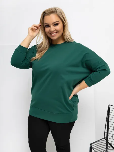 Plus size mikina v tmavozelenej farbe