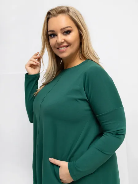 Asymetrická tunika v tmavozelenej farbe