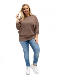 Plus size mikina v tmavobéžovej farbe