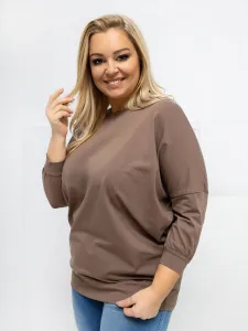 Plus size mikina v tmavobéžovej farbe