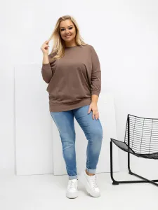 Plus size mikina v tmavobéžovej farbe