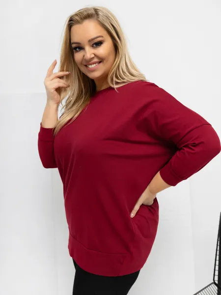 Plus size bordová mikina