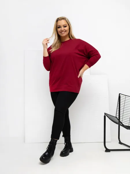 Plus size bordová mikina