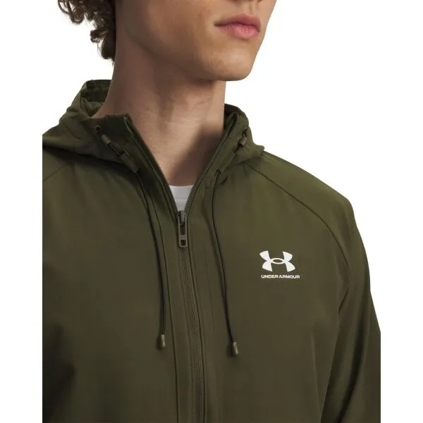 Under Armour STRETCH WOVEN WINDBREAKER Pánska bunda, khaki, veľkosť
