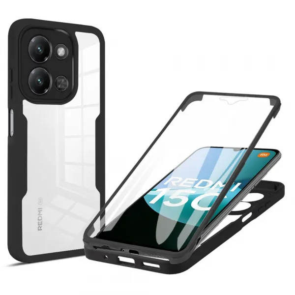 DUAL Obojstranný kryt s fóliou Xiaomi Redmi 15C / Redmi 15C 5G čierny