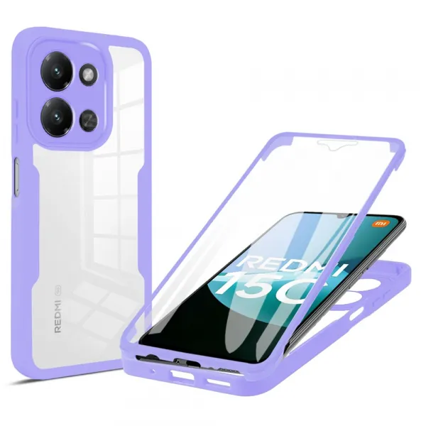 DUAL Obojstranný kryt s fóliou Xiaomi Redmi 15C / Redmi 15C 5G fialový