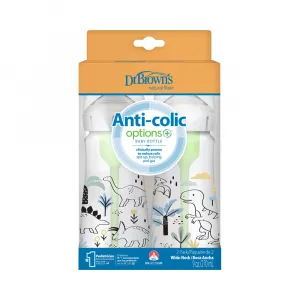 Dojčenská fľaša Dino options+ Wide Neck 270 ml Anti-colic – 2 ks (WB92026)