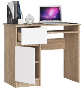 Ak furniture Psací stôl PIKSEL 90 cm dub sonoma/biely ľavý