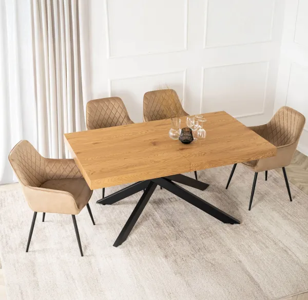 JAKS Rozkladací stôl Hampton čierny 160 - 240 cm zlatý dub