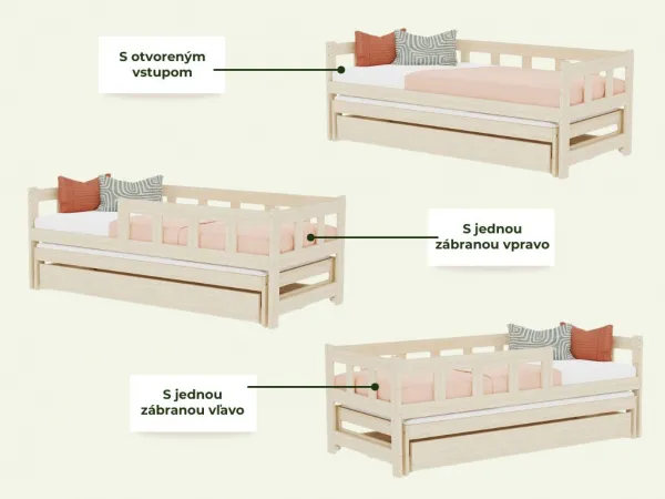 Benlemi Jednolôžko FENCE 90x200 3v1 so zábranou, prístelkou a úložným šuplíkom Zvoľte farbu: Tehlová, Zvoľte zábranu: S jednou zábranou vpravo