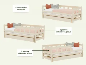 Benlemi Jednolôžko FENCE 90x200 3v1 so zábranou, prístelkou a úložným šuplíkom Zvoľte farbu: Tehlová, Zvoľte zábranu: S jednou zábranou vpravo