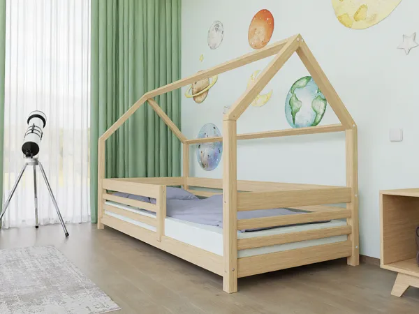 Benlemi Domčeková posteľ TULY s bočným štítom Zvoľte farbu: Biela, Zvoľte rozmer: 80x200 cm, Zvoľte zábranu: S otvoreným vstupom