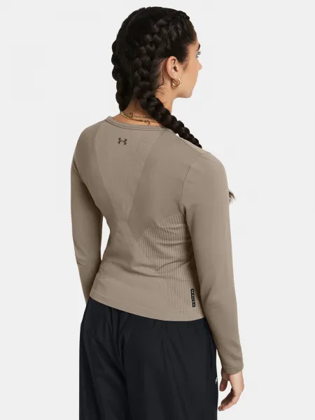 Hnedé dámske tričko Under Armour Vanish Elite Seamless LS