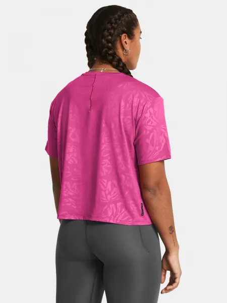Tmavo ružové dámske športové tričko Under Armour Vanish Energy Emboss Crop SS