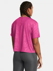 Tmavo ružové dámske športové tričko Under Armour Vanish Energy Emboss Crop SS