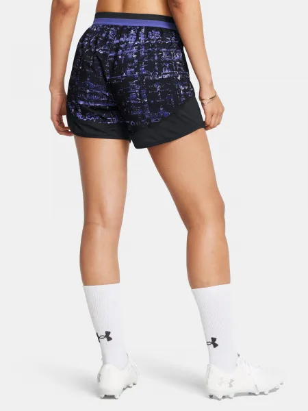 Čierno-fialové dámske vzorované športové kraťasy Under Armour UA W's Ch. Pre