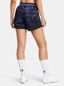Čierno-fialové dámske vzorované športové kraťasy Under Armour UA W's Ch. Pre