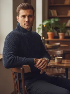 Pánsky čierny sveter s rolákom