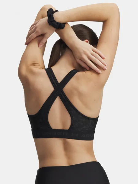 Women's bra Under Armour Crossback Mid Print-BLK - Women's