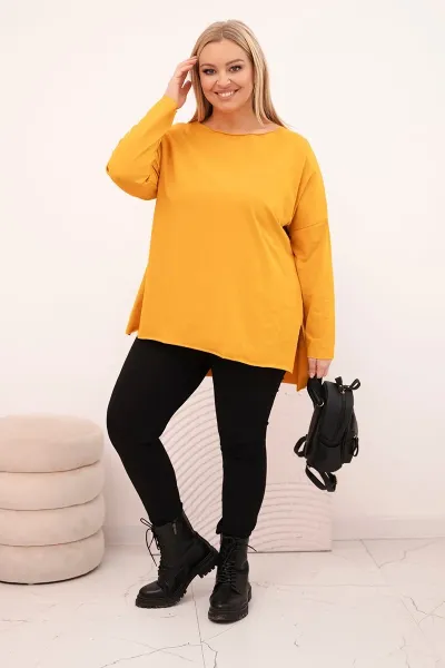 Asymetrická plus size blúzka s dlhými rukávmi