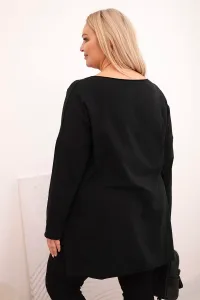 Kesi Dámska blúzka Plus Size asymetrická s dlhým rukávom čierna