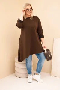 Kesi Włoski Dámska sukňa Plus Size z viskózy s voľným strihom a dlhým rukávom hnedá