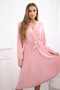 Legínovo Viazané šaty s plisovaným spodkom svetle béžové Farba: Svetlá mätová, Veľkosť: UNI