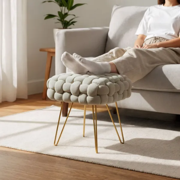 Ak furniture Taburet Dotty béžový