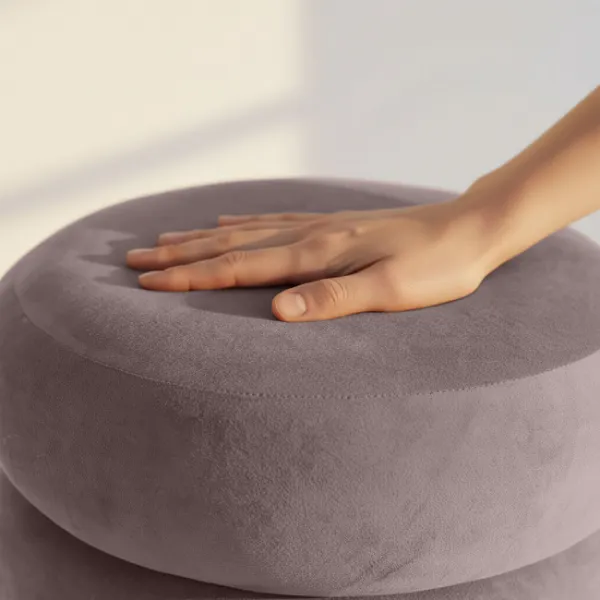 Ak furniture Taburet Snuggo II tmavě růžový