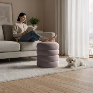 Ak furniture Taburet Snuggo II tmavě růžový