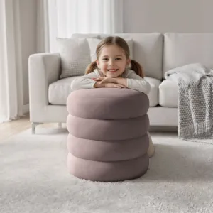 Ak furniture Taburet Snuggo II tmavě růžový