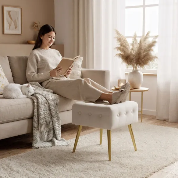 Ak furniture Taburet Quadra béžový