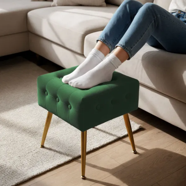 Ak furniture Taburet Quadra lahvově zelený