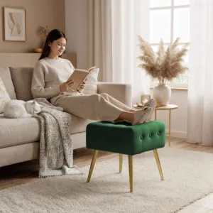 Ak furniture Taburet Quadra lahvově zelený