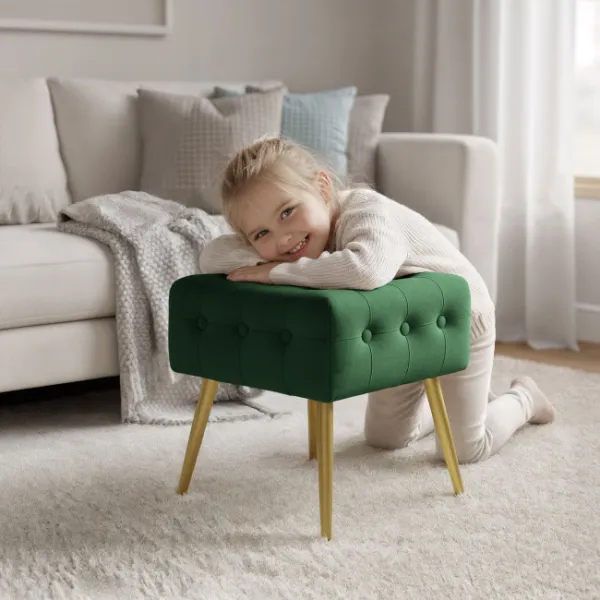 Ak furniture Taburet Quadra lahvově zelený