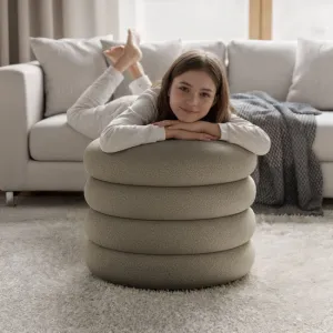 Ak furniture Taburet Mollis bouclé moka