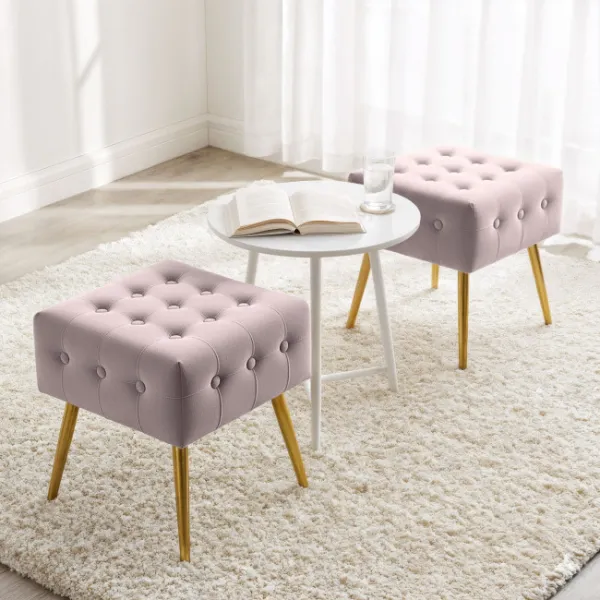 Ak furniture Taburet Quadra pudrově růžový