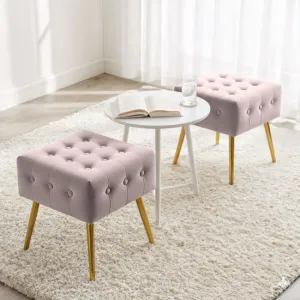 Ak furniture Taburet Quadra pudrově růžový