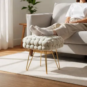 Ak furniture Taburet Dotty krémový