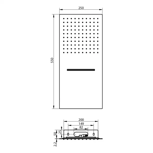 SAPHO - SLIM nástenná sprchová hlavica s kaskadou, 250x550, nerez lesk MS747
